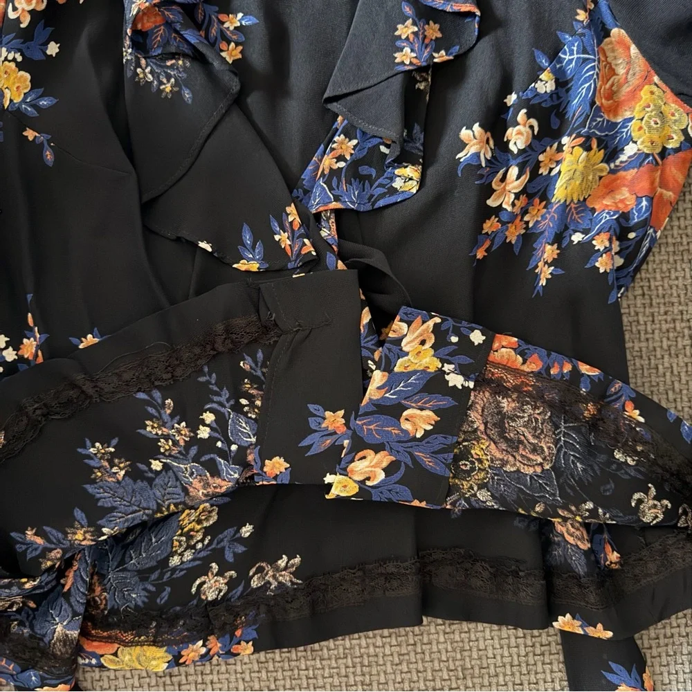 70s Floral Ruffle Top Sundays Child California S Boho Hippie Peplum Vintage - Picture 8 of 13